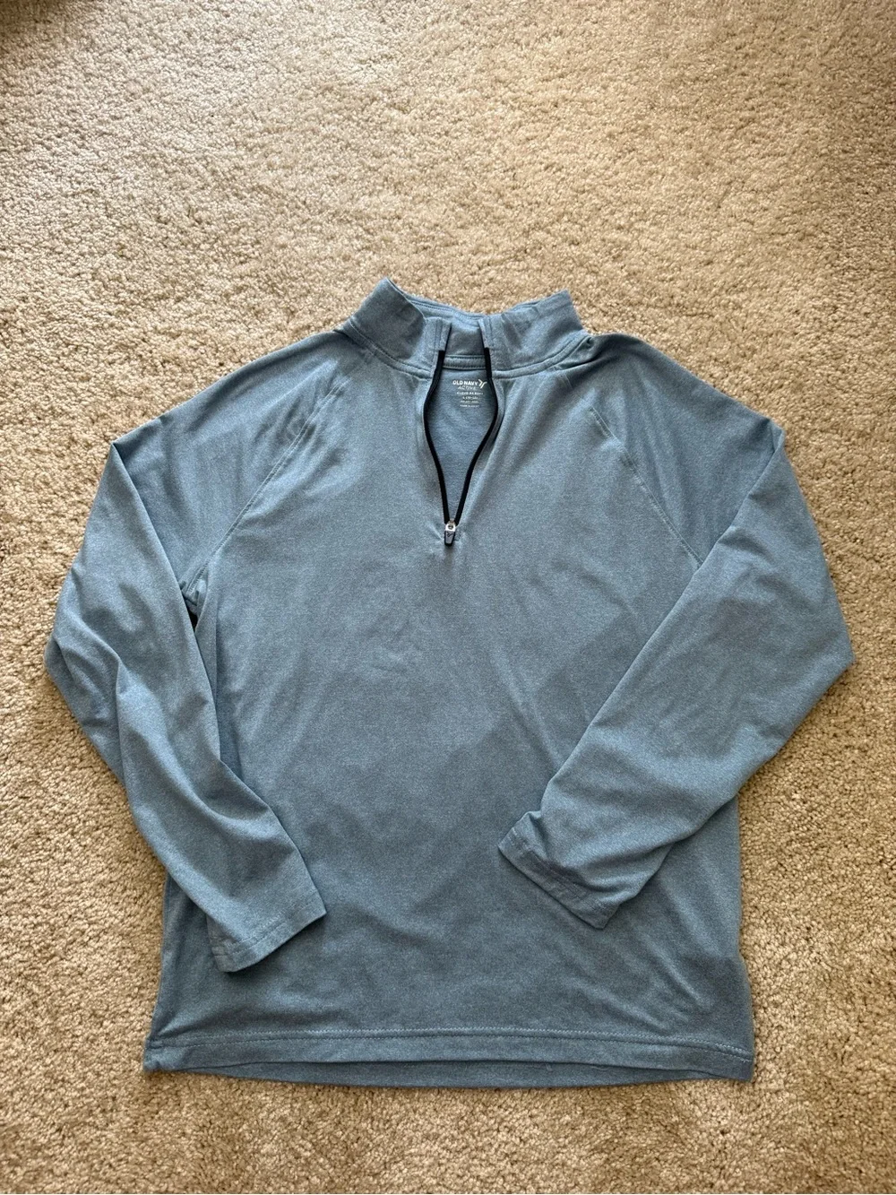 Boys Old Navy Active Heathered Blue Gray Quarter-Zip Pullover